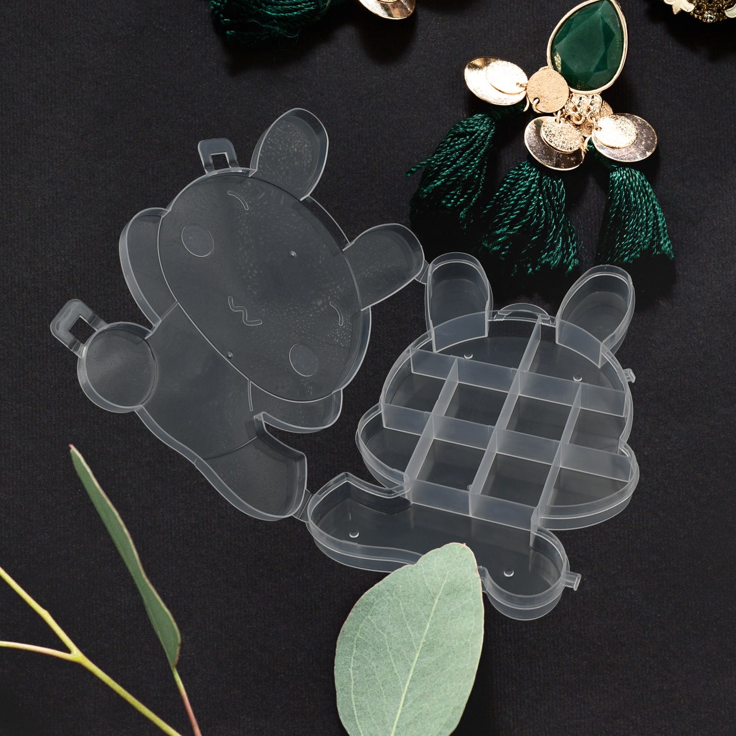 Plastic storage box with bear shape for organizing items. Plastic storage box with bear shape for organizing items.